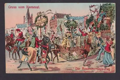Litho Ansichtskarte handcoloriert Karneval Rosenmontagszug Verlag H. Worrimngen