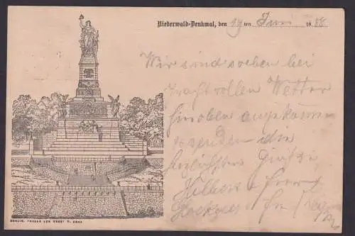 Vorläufer Ansichtskarte Niederwald Denkmal Rüdesheim Rhein sehr frühe Karte 1888