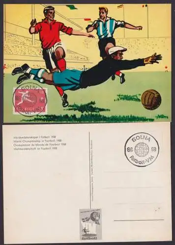 Sport Fußball WM Weltmeisterschaft Schweden tolle Künstler Maximumkarte MK 1958