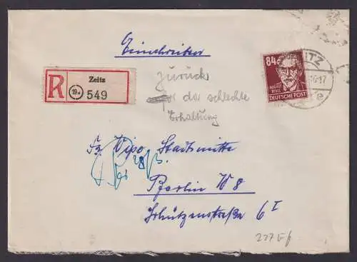 SBZ R Brief EF 227 84 Pfg. Persönlichkeiten Zeitz Sachsen Anhalt Berlin