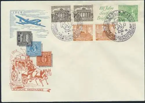Berlin Brief Bauten Zusammendruck W 9 Flugpost 100 Jahre Briefmarke FDC 2x SST
