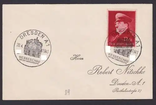 Dresden Deutsches Reich Sachsen Brief SST Werbeschau d. KdF. Sammlergruppe