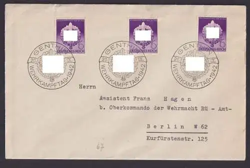 Genthin Deutsches Reich Sachsen Anhalt Sondermarke u. Stempel Wehrkampftage