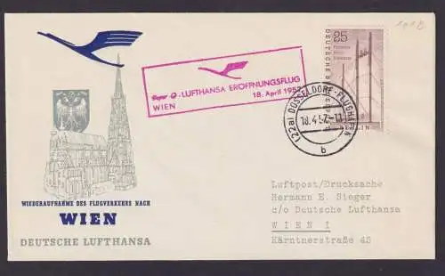 Bund Brief Flugpost Airmail Düsseldorf Wien Österreich