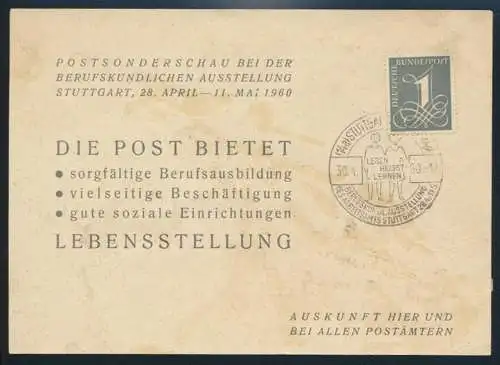 Bund Sonderkarte der Post Sonderschau der Berufskundlichen Ausstellung Stuttgart