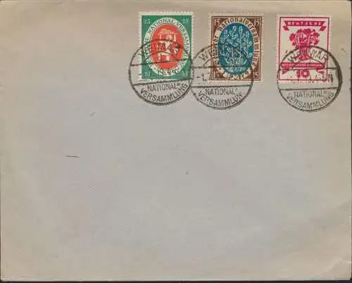 Deutsches Reich 107-109 Nationalversammlung als FDC Weimar 1.7.1919