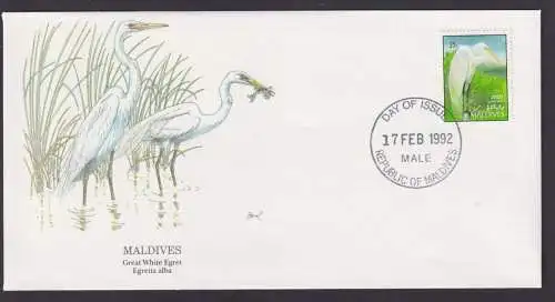 Malediven Südasien Fauna Vögel Silberreiher schöner Künstler Brief