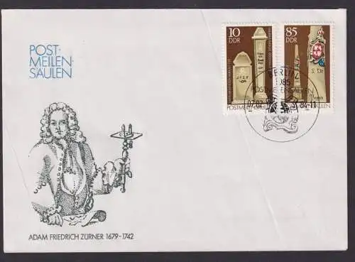 Plattenfehler DDR 2853 II Brief Berlin Sondermarke Post Meilen Säulen Kat. 70,00