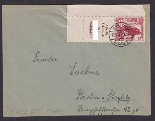 Zusammendruck WHW Eckrand Deutsches Reich Brief Deutsch Eylau Polen Bogenecke