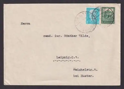 Briefmarken Deutsches Reich Brief MIF Hindenburg Nothilfe Calau nach Leipzig