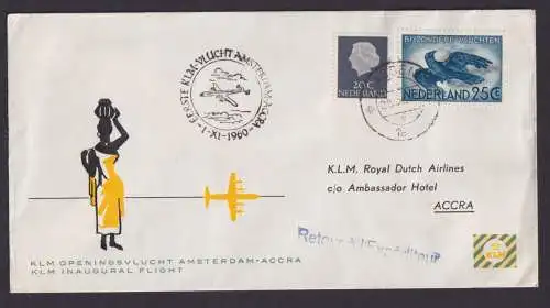 Flugpost Brief Air Mail Niederlande KLM Amsterdam Accra Ghana Afrika Westafrika