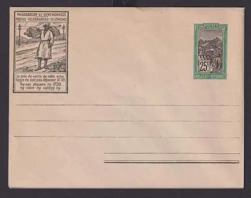 Madagaskar Brief Ganzsache Bild Umschlag 25 cent grün postal stationery