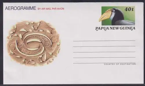 Papua Neuguinea New Guinea Ganzsache Aerogramm Vögel Birds Tiere Nashornvogel