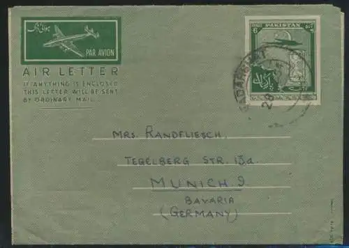 Flugpost Pakistan airmail Bangladesch nach München Aerogramm postal stationery