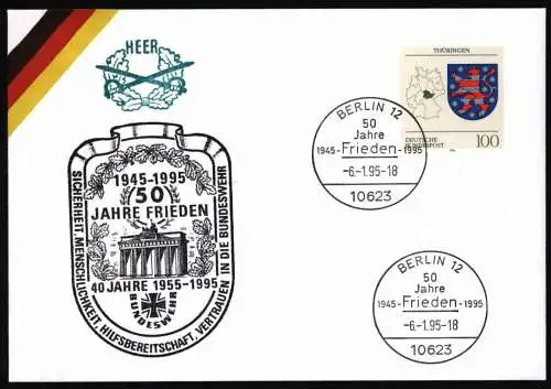 Bund Brief Bundeswehr Motiv Frieden + Brandenburger Tor mit SST Berlin 1995