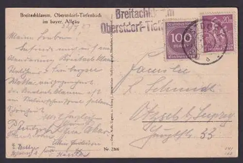 Deutsches Reich Infla L2 Breitachklamm Oberstdorf Tiefenbach Ansichtskarte