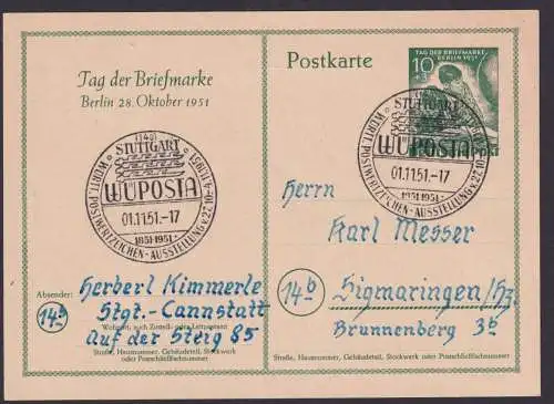 Berlin Ganzsache P 27 Philatelie Tag der Briefmarke WÜPOSTA Stuttgart 100,00++