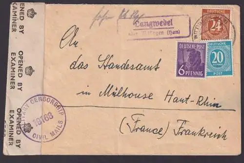 All. Besetzung brit. Zensur Auslands Brief MIF Landpoststempel Langwedel über