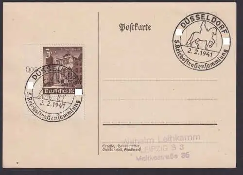 Deutsches Reich Postkarte Bogenecke Eckrand SST Düsseldorf 5. Reichsstrassen-