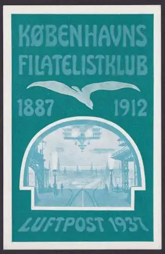 Flugpost Aviatik Kopenhagen Københavns Dänemark Philatelie tolle Flugkarte 1937