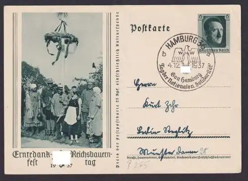 Deutsches Reich Ganzsache Hamburg Erntedankfest Reichsbauerntag 1937