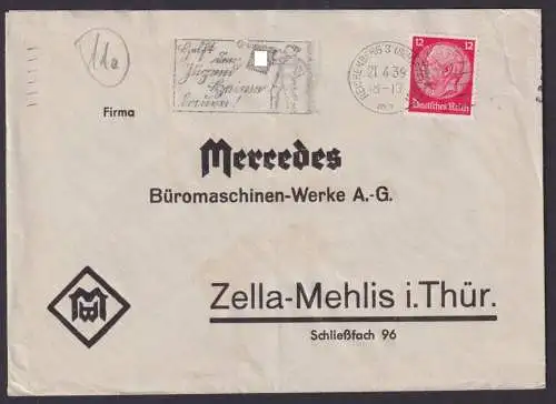Deutsches Reich Brief Reichenberg Sudetengau n. Zella Mehlis Thüringen Firma