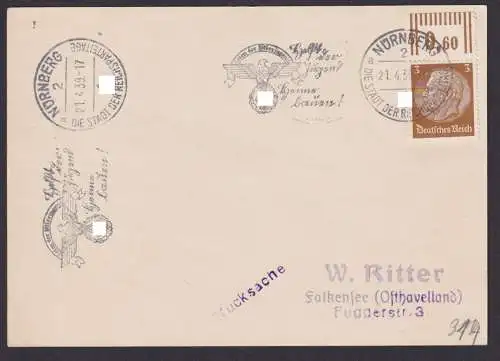 Deutsches Reich Postkarte SST Nürnberg Stadt d. Reichsparteitage Adler