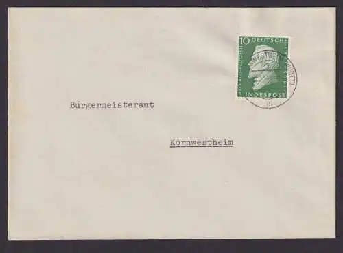 Bundesrepublik Brief EF Einzelfrankatur 293 Kornwestheim 17.10.1958