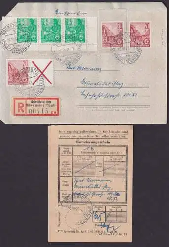 Grünstädtel über Schwarzenberg Erzgebirge DDR R Brief Ganzsache + ZuF GAA