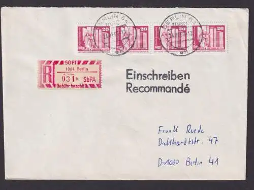 Briefmarken DDR R Brief MEF Aufbau plus Einschreibemarke 50 Pfg. Gebühr bezahlt