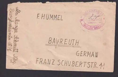 Barfrankierung Briefmarken All. Besetzung Gemeinschaft Nürnberg Bayreuth 24 Pfg.
