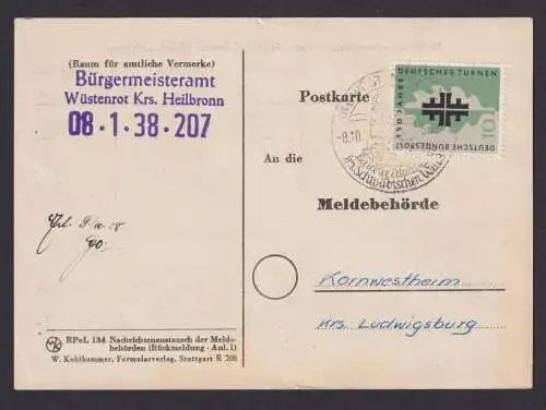 Bundesrepublik Brief EF Einzelfrankatur 292 Wüstenrot Heilbronn Kornwestheim