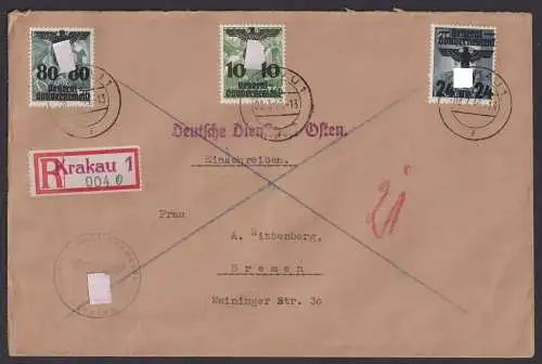 Besetzung Polen Generalgouvernement R Brief Krakau Bremen Deutsche Dienstpost