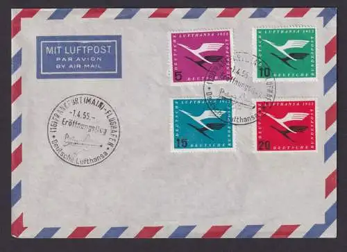 Flugpost Brief Air Mail Lufthansa schöner Beleg Bund MIF 205-208 Frankfurt