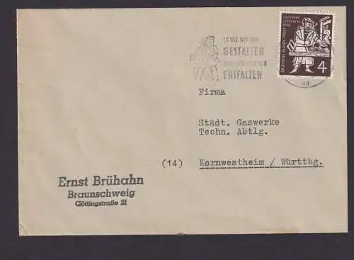Bundesrepublik Brief 198 Drucksache EF Braunschweig Kornwestheim Reklame