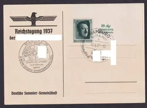 Briefmarken Deutsches Reich Reichstagung 1937 der ....... Freude SST