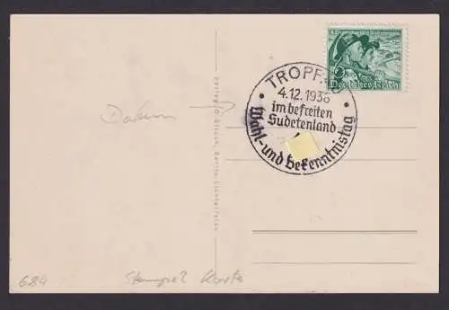 Deutsches Reich Postkarte Troppau im befreiten Sudetenland Tschechien SST