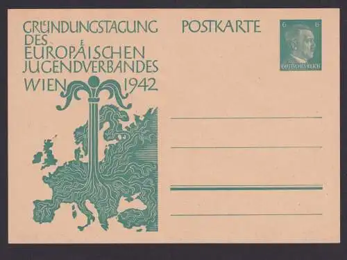 Ganzsache Deutsches Reich Europäischer Jugendverband Wien Österreich 1942