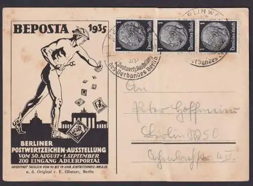 Philatelie Berlin Deutsches Reich Postkarte Dreierstreifen SSt DEPOSTA