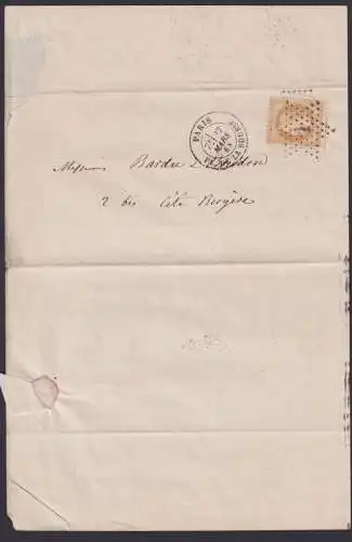 Frankreich Brief EF Kaiser Napoleon 10c braun Paris Pl.de.la Bourse vom Arzt
