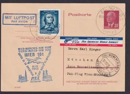 Flugpost Brief Air Mail DDR Ganzsache Pieck P 54 Lufthansa Zuleitung Schönfeld