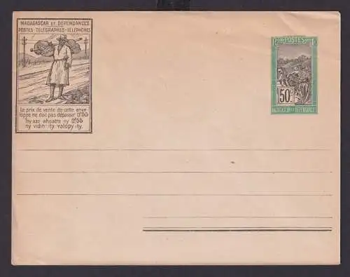 Madagaskar Brief Ganzsache Bild Umschlag 50 cent grün postal stationery