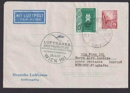 Flugpost Brief Air Mail DDR Privatganzsache Faltbrief mit Eindruck Lufthansa +