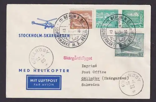 Helikopter Flugpost Brief Air Mail Berlin Privatganzsache 2 WST Bauten + ZuF