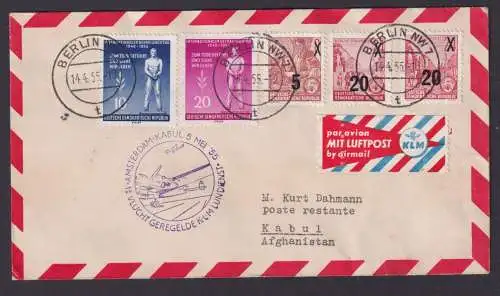 Flugpost Brief KLM Amsterdam Destination Kabul Afganistan selt Zuleitung