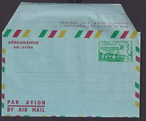 Afrika Kamerun Africa Cameroon Ganzsache Flugpost airmal aerogramm 9 F 1962