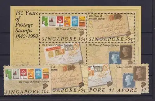 Singapur Singapore Asien Asia 594-597 plus Block 24 Philatelie 150 Jahre