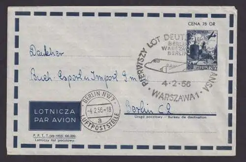 Flugpost Brief Air Mail Italien Ganzsache Aerogramm Lufthansa Warschau Berlin