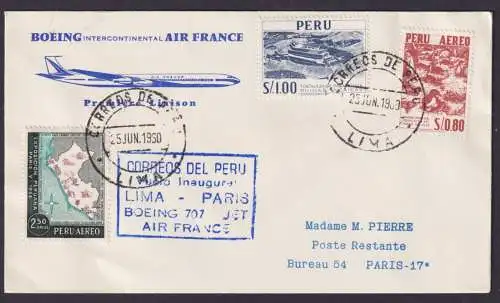 Flugpost Air Mail Brief Boing 707 Air France Lima Peru 25.6.1960