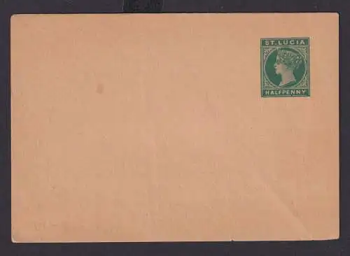 Briefmarken Britische Kolonien St Lucia Ganzsache Queen Victoria 1/2p Streifband